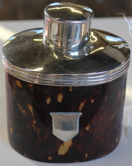 Silver-mounted tortoiseshell tea caddy